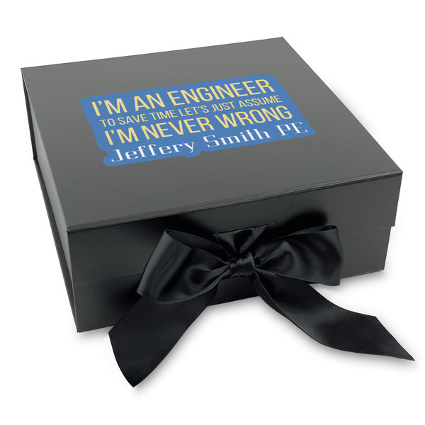 Custom Engineer Quotes Gift Box with Magnetic Lid - Black