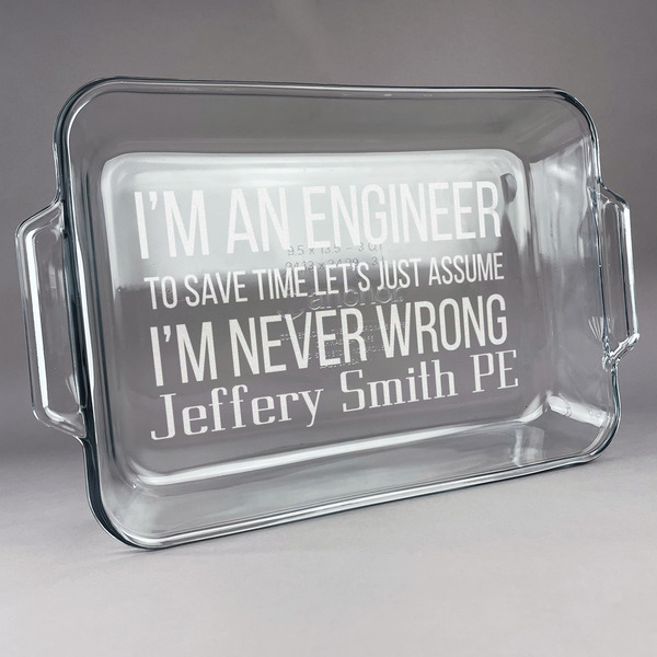 Custom Engineer Quotes Glass Baking Dish - 13in x 9in (Personalized)