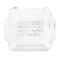 Engineer Quotes Glass Cake Dish with Truefit Lid - 8in x 8in (Personalized)
