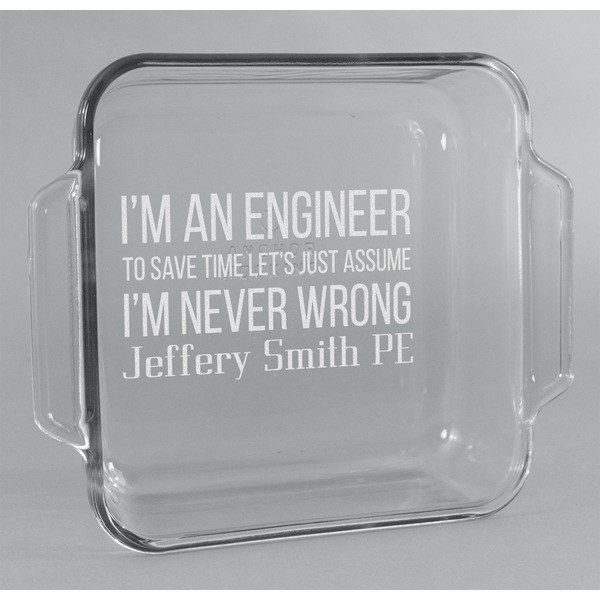 Custom Engineer Quotes Glass Cake Dish - 8in x 8in (Personalized)