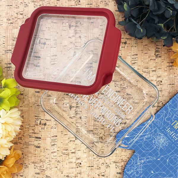 Engineer Quotes Glass Cake Dish - LIFESTYLE (8x8)