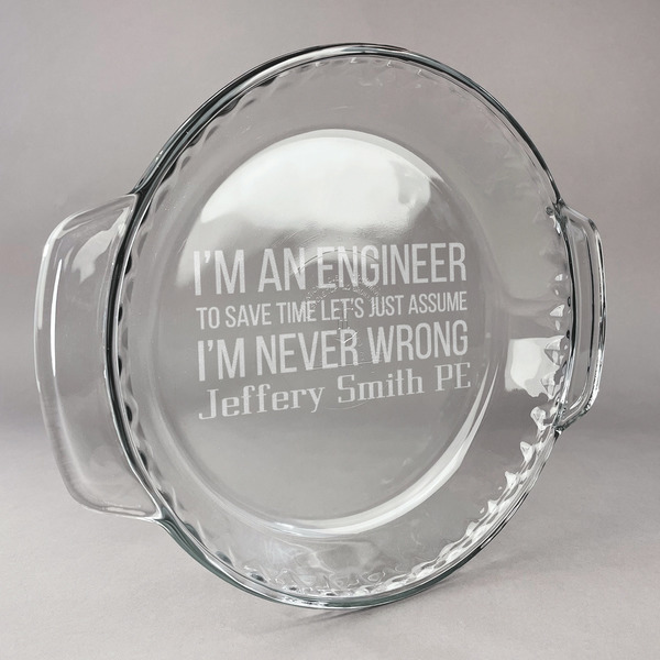 Custom Engineer Quotes Glass Pie Dish - 9.5in Round (Personalized)