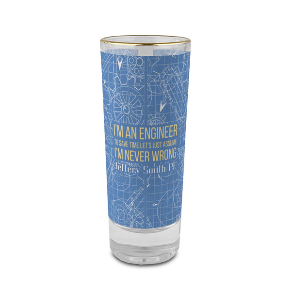 Custom Engineer Quotes 2 oz Shot Glass -  Glass with Gold Rim - Single (Personalized)