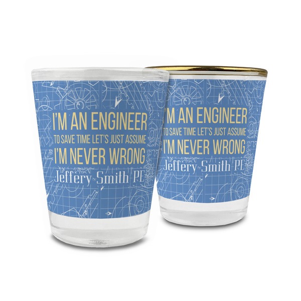 Custom Engineer Quotes Glass Shot Glass - 1.5 oz (Personalized)