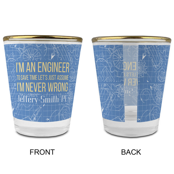 Engineer Quotes Glass Shot Glass - with gold rim - APPROVAL