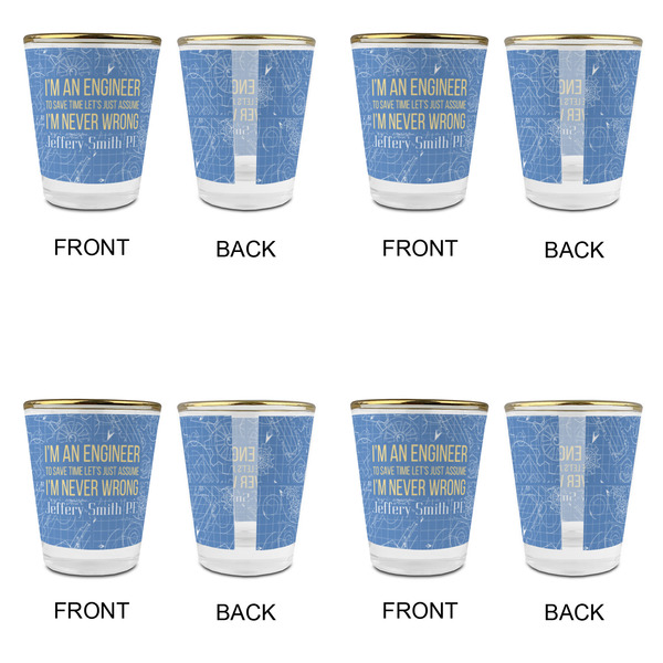 Engineer Quotes Glass Shot Glass - with gold rim - Set of 4 - APPROVAL