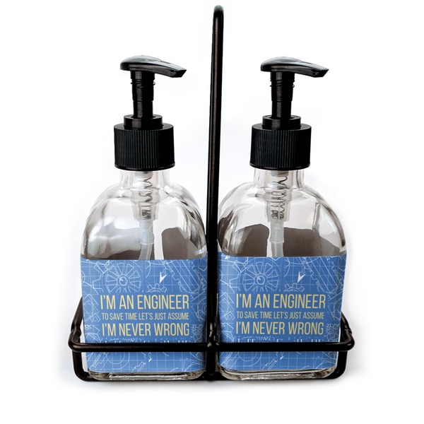 Custom Engineer Quotes Glass Soap & Lotion Bottle Set (Personalized)
