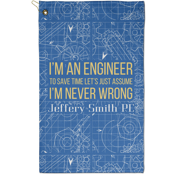 Custom Engineer Quotes Golf Towel - Poly-Cotton Blend - Small w/ Name or Text
