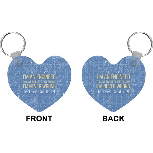 Engineer Quotes Heart Keychain (Front + Back)