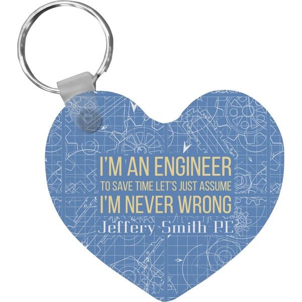 Custom Engineer Quotes Heart Plastic Keychain w/ Name or Text