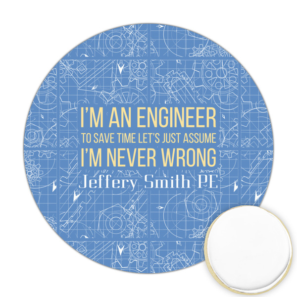 Custom Engineer Quotes Printed Cookie Topper - Round (Personalized)