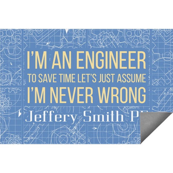 Custom Engineer Quotes Indoor / Outdoor Rug - 6'x8' w/ Name or Text