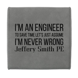 Engineer Quotes Jewelry Gift Box - Engraved Leather Lid (Personalized)