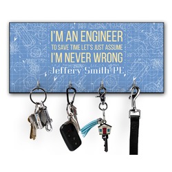 Engineer Quotes Key Hanger w/ 4 Hooks w/ Name or Text
