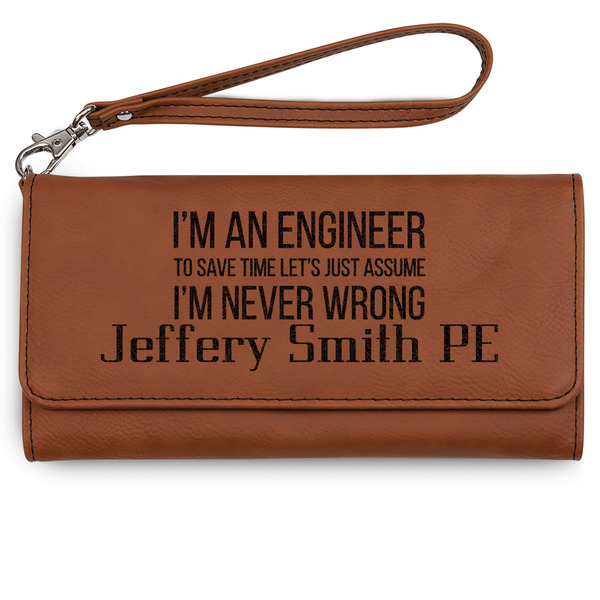 Custom Engineer Quotes Ladies Leatherette Wallet - Laser Engraved - Rawhide (Personalized)