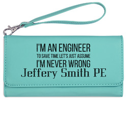 Engineer Quotes Ladies Leatherette Wallet - Laser Engraved- Teal (Personalized)
