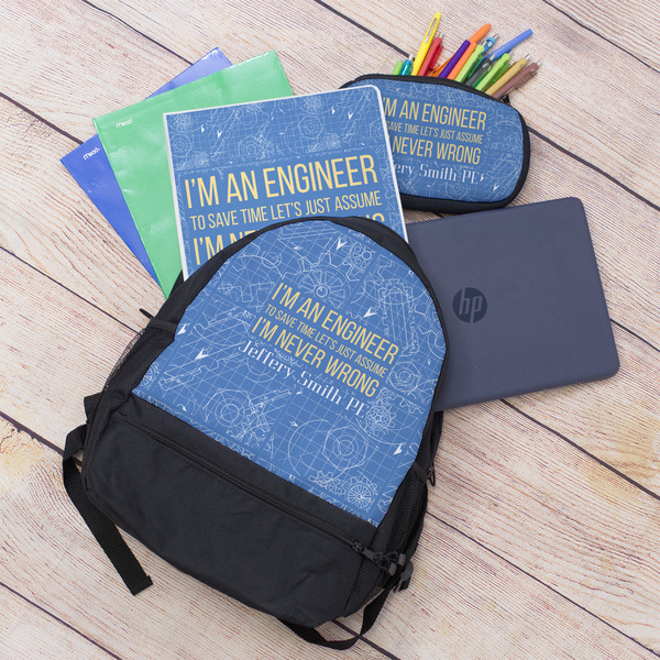 Engineer Quotes Large Backpack - Black - With Stuff