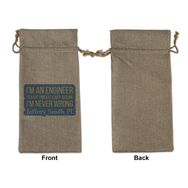 Engineer Quotes Large Burlap Gift Bags - Front Approval