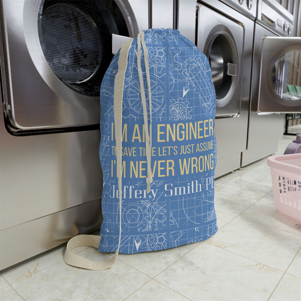 Engineer Quotes Large Laundry Bag - In Context