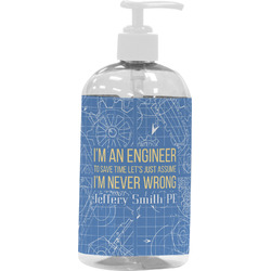 Engineer Quotes Plastic Soap / Lotion Dispenser (16 oz - Large - White) (Personalized)