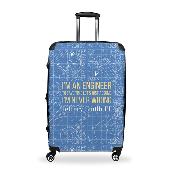 Custom Engineer Quotes Suitcase - 28" Large - Checked w/ Name or Text