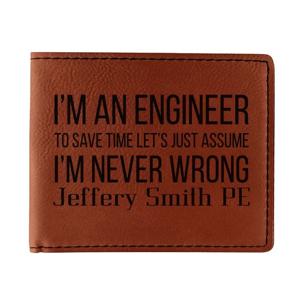 Custom Engineer Quotes Leatherette Bifold Wallet - Double Sided (Personalized)