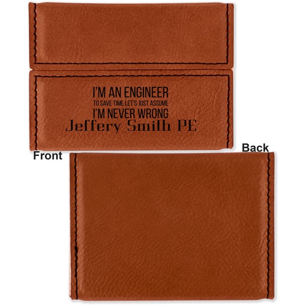 Engineer Quotes Leather Business Card Holder Front Back Single Sided - Apvl