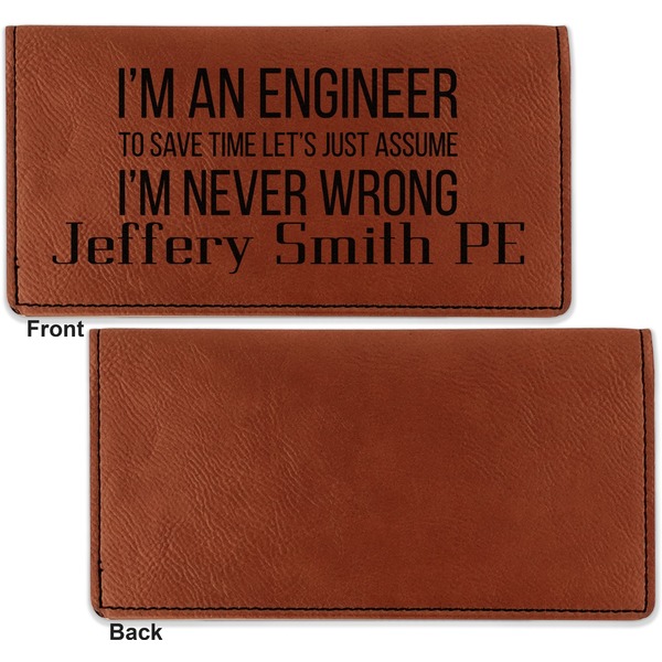 Engineer Quotes Leather Checkbook Holder Front and Back Single Sided - Apvl