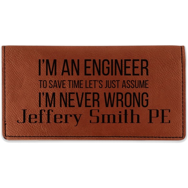 Custom Engineer Quotes Leatherette Checkbook Holder - Single Sided (Personalized)