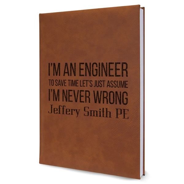 Custom Engineer Quotes Leather Sketchbook (Personalized)