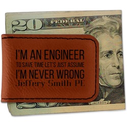 Engineer Quotes Leatherette Magnetic Money Clip (Personalized)