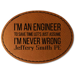 Engineer Quotes Faux Leather Iron On Patch - Oval (Personalized)