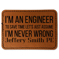 Engineer Quotes Faux Leather Iron On Patch - Rectangle (Personalized)