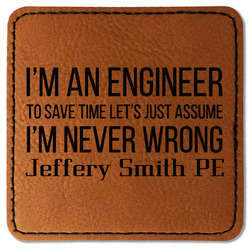 Engineer Quotes Faux Leather Iron On Patch - Square (Personalized)