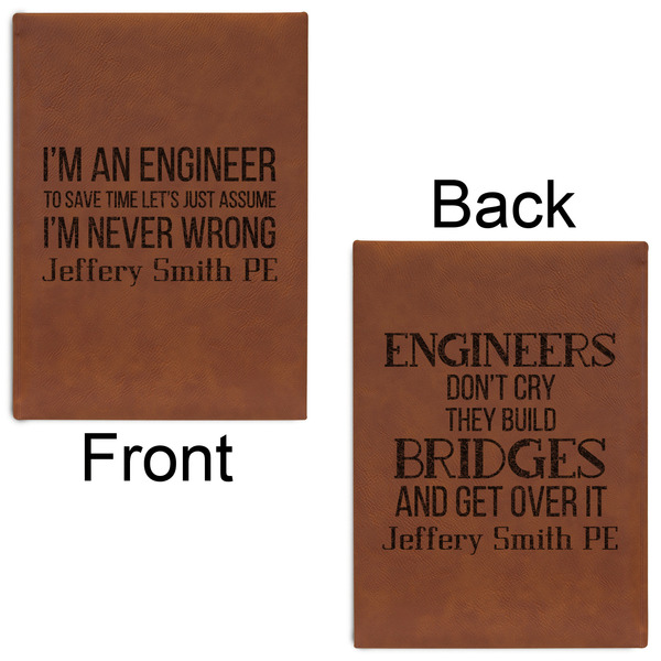Engineer Quotes Leatherette Sketchbooks - Large - Double Sided - Front & Back View