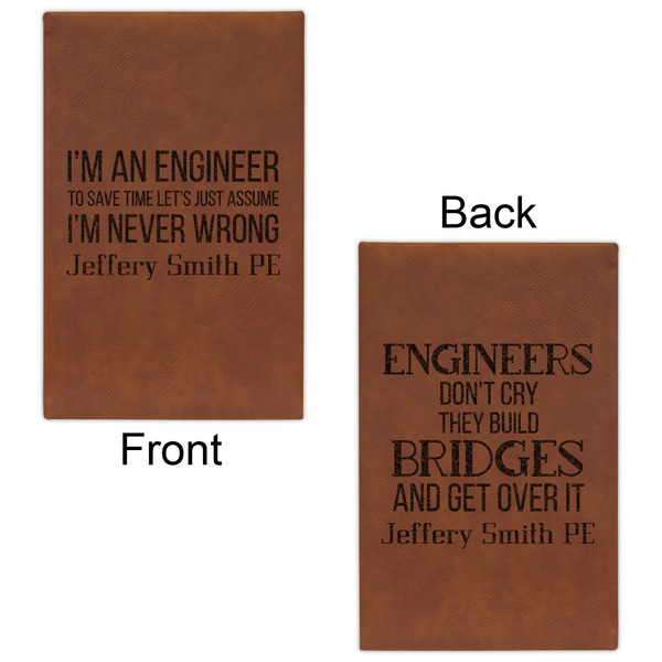 Engineer Quotes Leatherette Sketchbooks - Small - Double Sided - Front & Back View