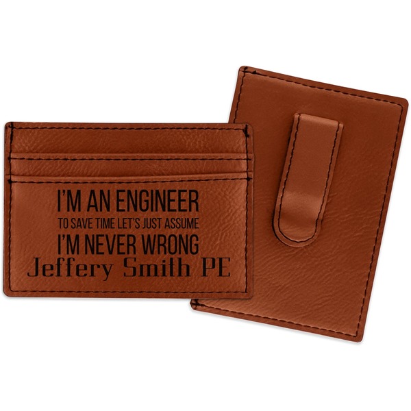 Custom Engineer Quotes Leatherette Wallet with Money Clip (Personalized)