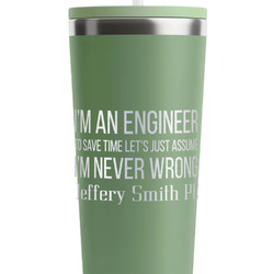 Engineer Quotes RTIC Everyday Tumbler with Straw - 28oz - Light Green - Single-Sided (Personalized)