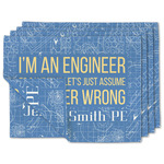 Engineer Quotes Double-Sided Linen Placemat - Set of 4 w/ Name or Text