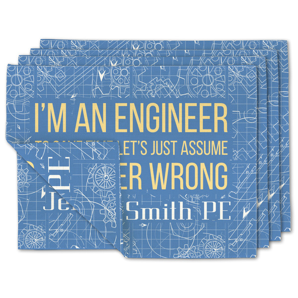 Custom Engineer Quotes Double-Sided Linen Placemat - Set of 4 w/ Name or Text