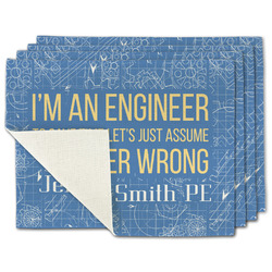 Engineer Quotes Single-Sided Linen Placemat - Set of 4 w/ Name or Text