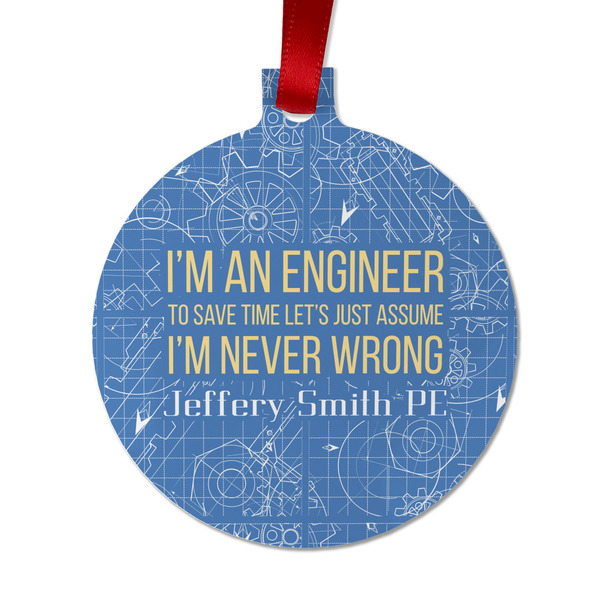 Custom Engineer Quotes Metal Ball Ornament - Double Sided w/ Name or Text