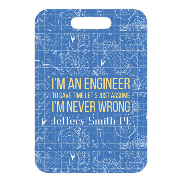 Engineer Quotes Metal Luggage Tag - Front Without Strap