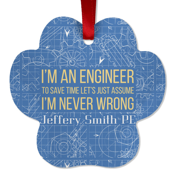 Custom Engineer Quotes Metal Paw Ornament - Double Sided w/ Name or Text