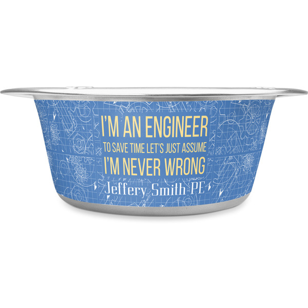 Custom Engineer Quotes Stainless Steel Dog Bowl - Large (Personalized)
