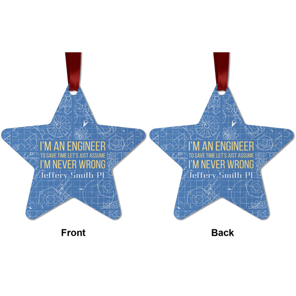 Engineer Quotes Metal Star Ornament - Front and Back