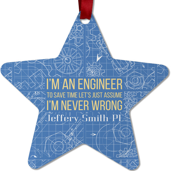 Custom Engineer Quotes Metal Star Ornament - Double Sided w/ Name or Text