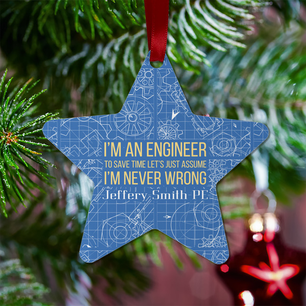 Engineer Quotes Metal Star Ornament - Lifestyle