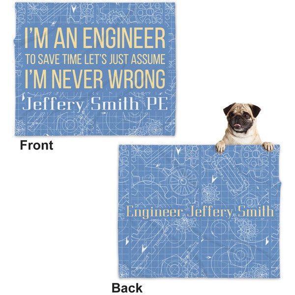 Engineer Quotes Microfleece Dog Blanket - Large- Front & Back