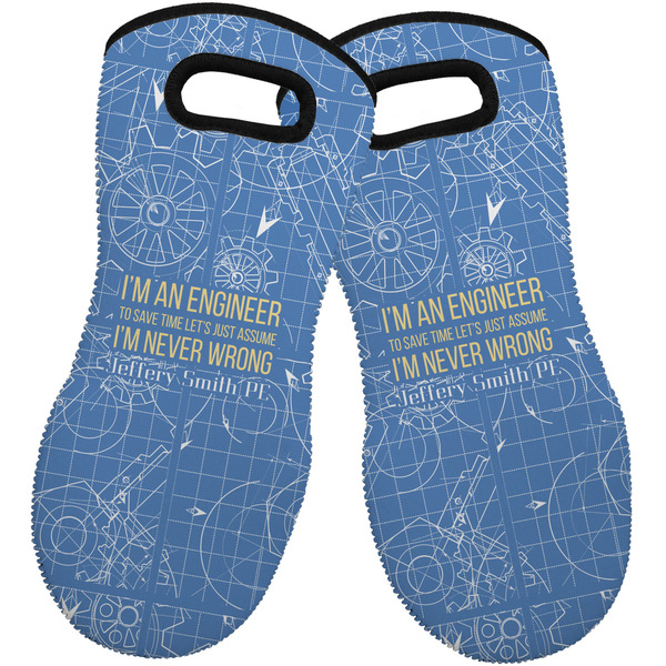 Custom Engineer Quotes Neoprene Oven Mitts - Set of 2 w/ Name or Text